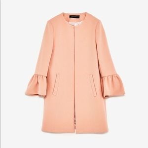 NWT pink Zara ruffle sleeve coat.